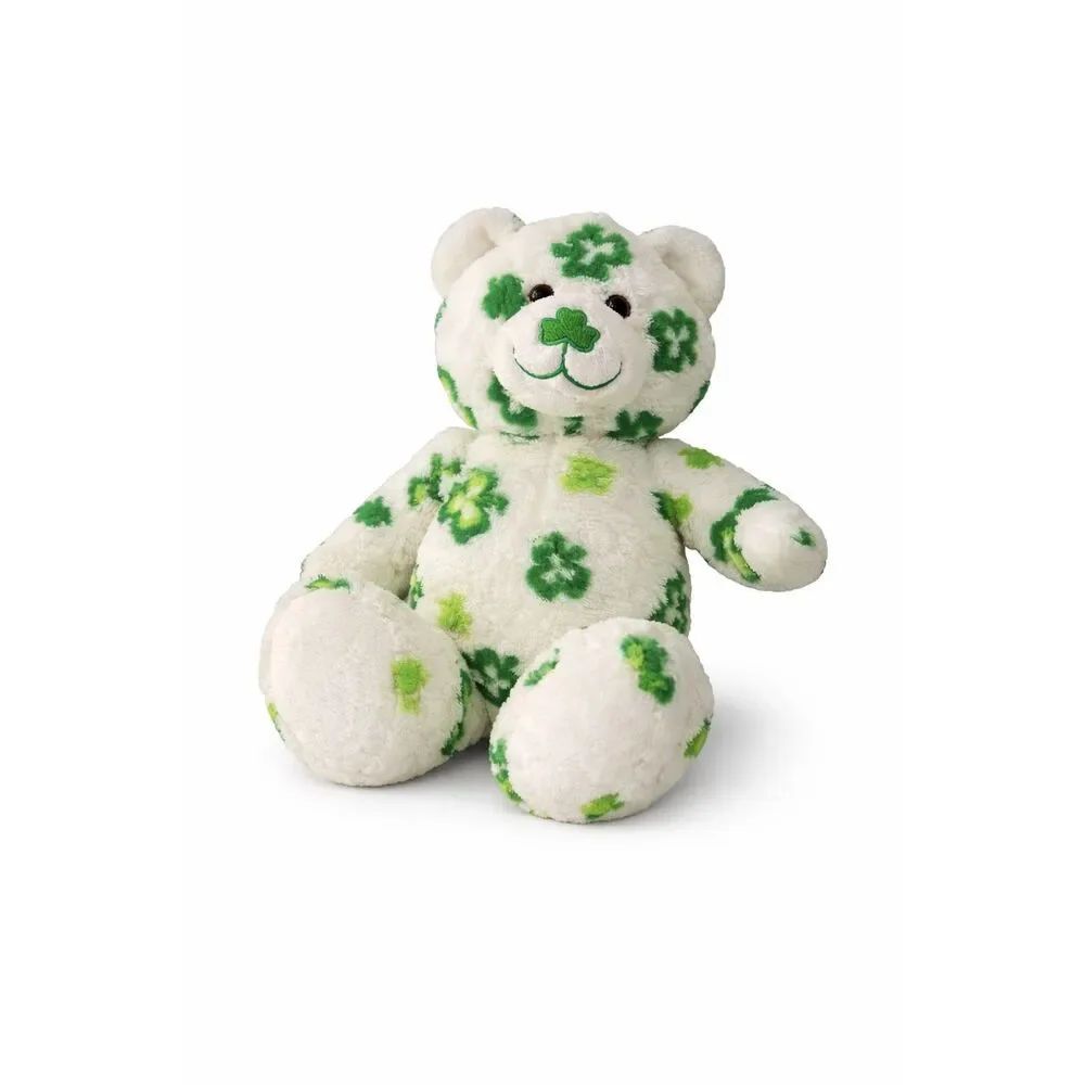 Build a Bear Shamrock Bear St Patricks Day White Green Irish Stuffed Plush BABW